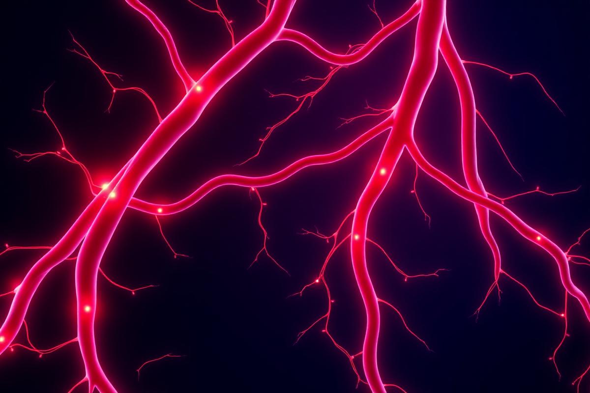 Illustration of nitric oxide widening blood vessels to improve circulation